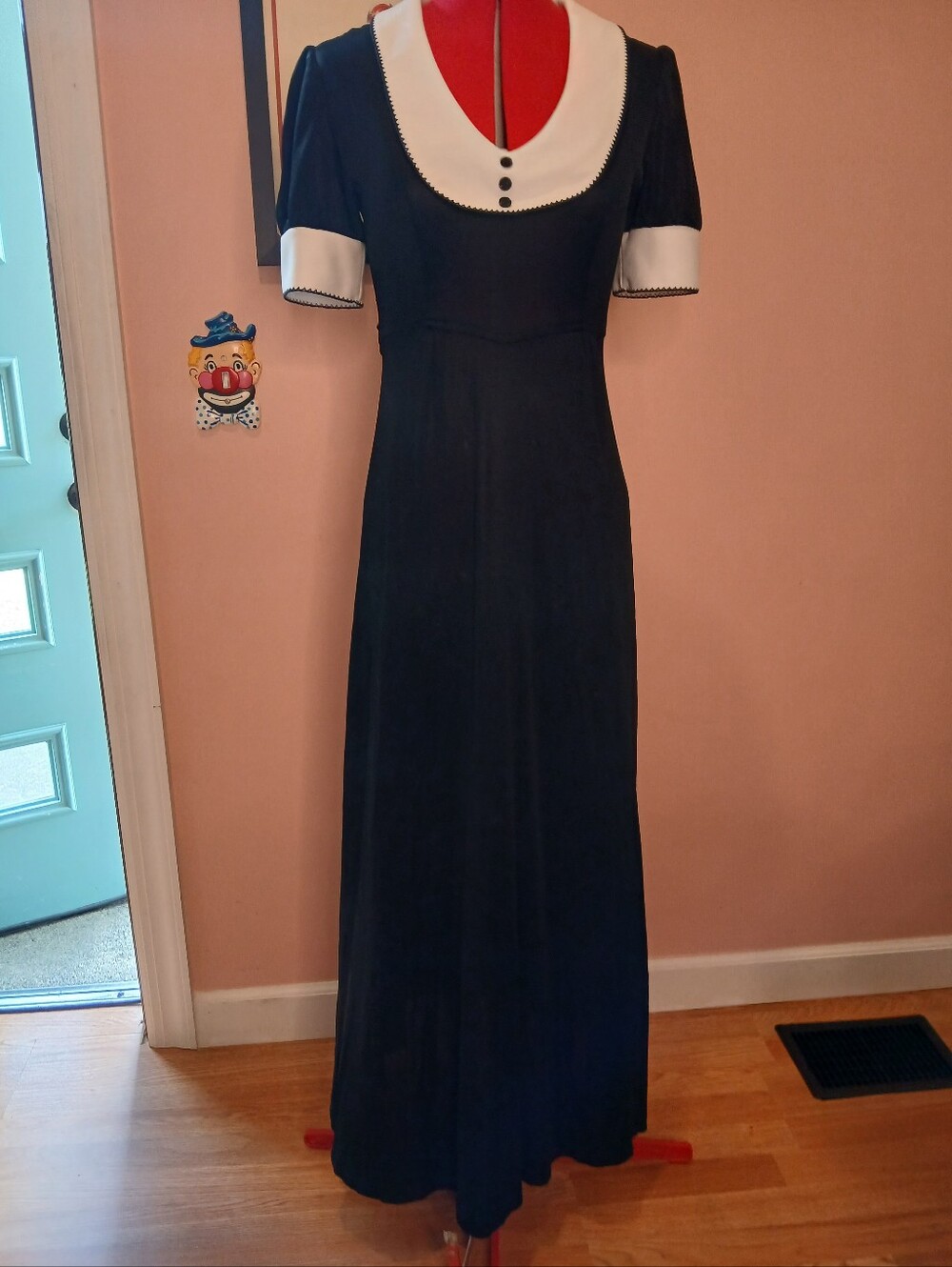 Black And White Sailor Collar Dark Academia Goth Long Gown Dress